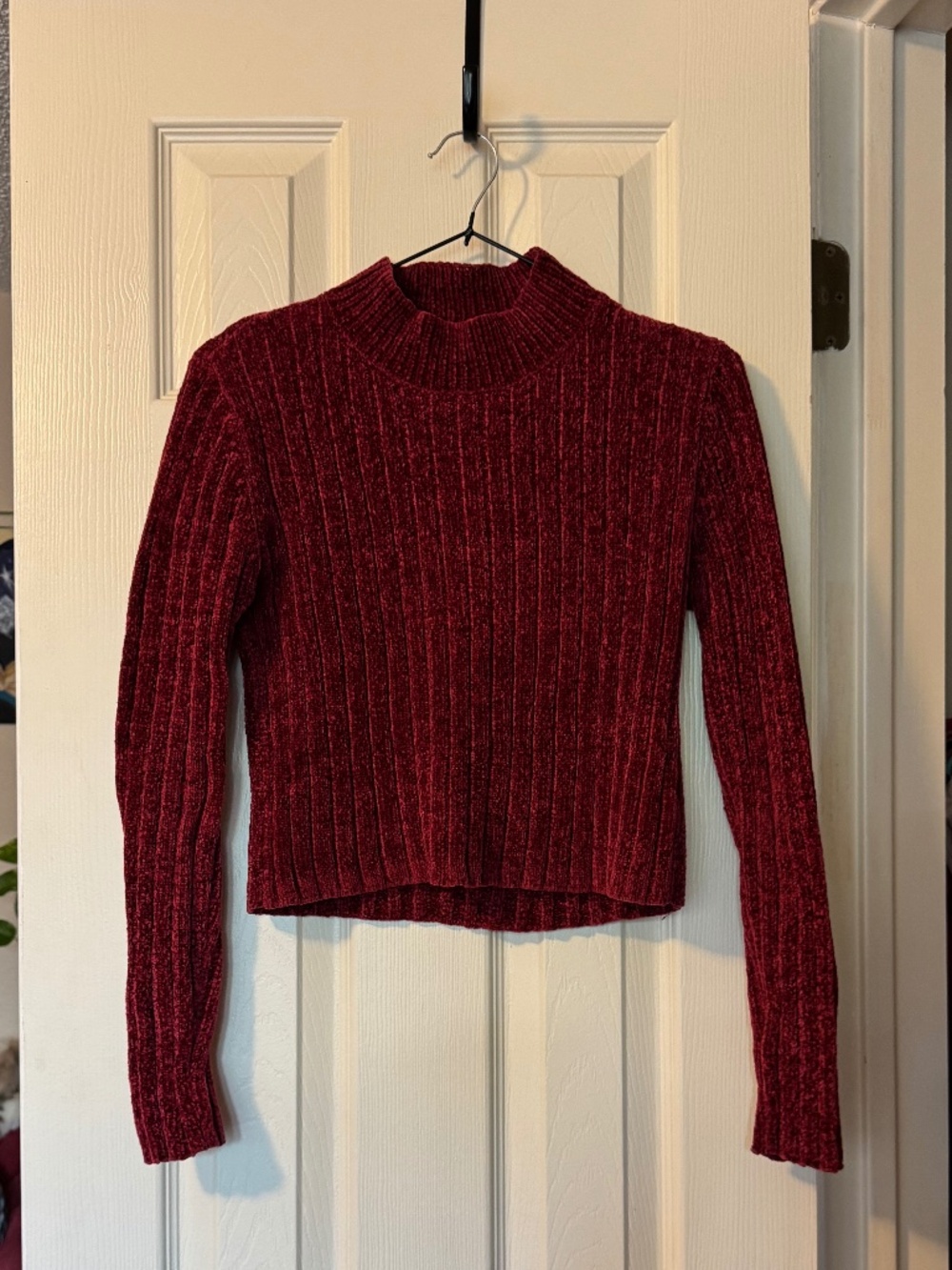 Red chenille sweater